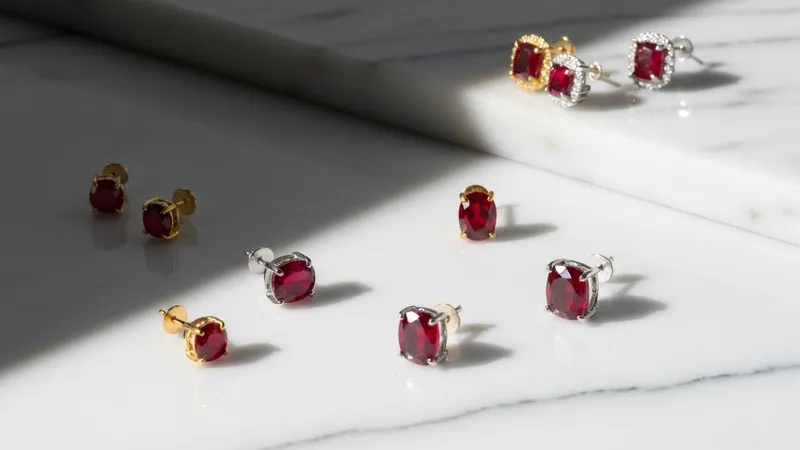 Matériaux des boucles d'oreilles rubis