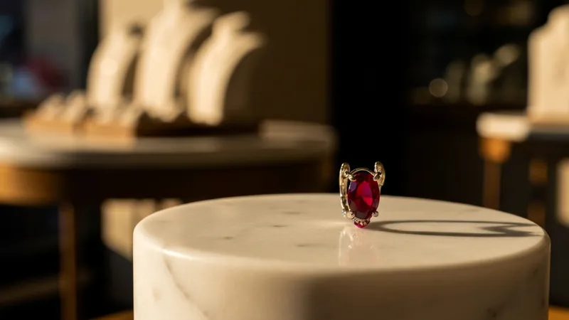 Boucles d'oreilles rubis pendantes portées avec élégance