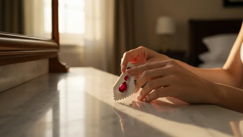 Soins des boucles d'oreilles rubis